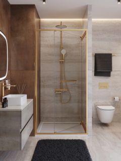 Душевая дверь CEZARES LUX-B-FS-1-90-C-BORO Брашированное золото